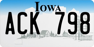 IA license plate ACK798