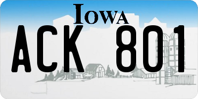 IA license plate ACK801