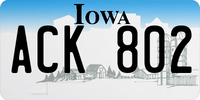 IA license plate ACK802
