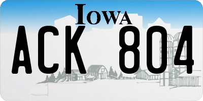 IA license plate ACK804