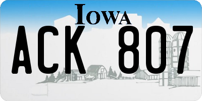 IA license plate ACK807