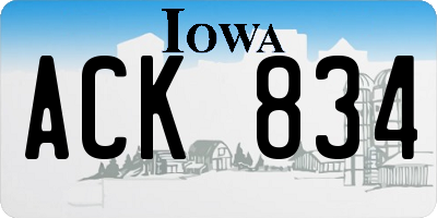 IA license plate ACK834