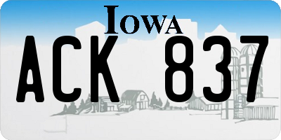 IA license plate ACK837