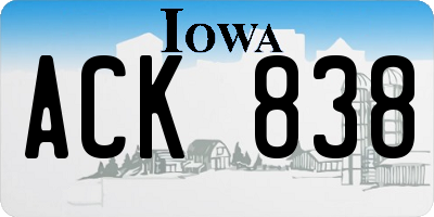 IA license plate ACK838