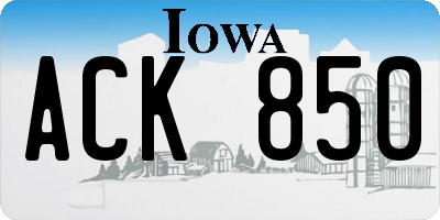 IA license plate ACK850