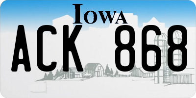 IA license plate ACK868