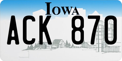 IA license plate ACK870