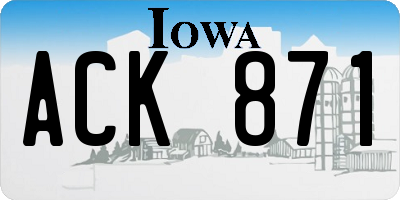 IA license plate ACK871