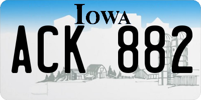 IA license plate ACK882