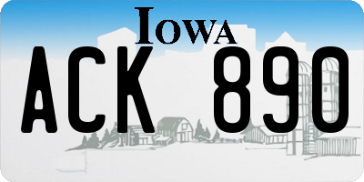 IA license plate ACK890