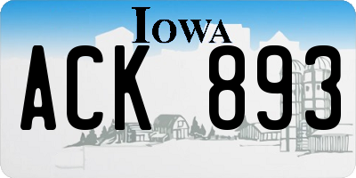 IA license plate ACK893