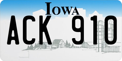 IA license plate ACK910