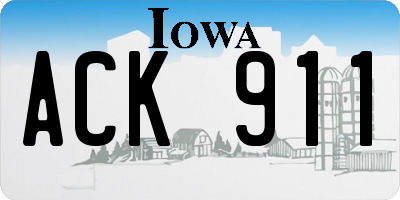 IA license plate ACK911
