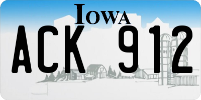 IA license plate ACK912