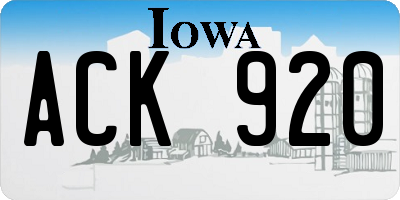 IA license plate ACK920