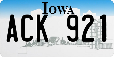 IA license plate ACK921