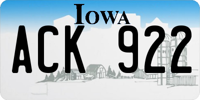 IA license plate ACK922