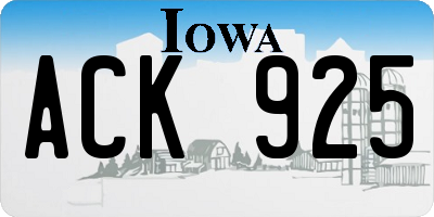 IA license plate ACK925