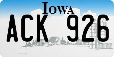 IA license plate ACK926