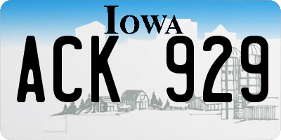 IA license plate ACK929