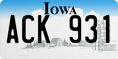 IA license plate ACK931