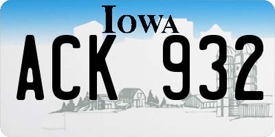 IA license plate ACK932