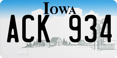 IA license plate ACK934