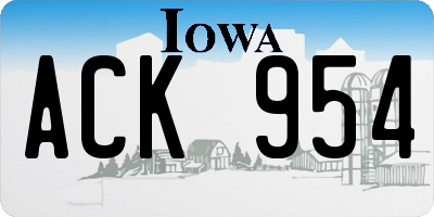 IA license plate ACK954