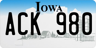 IA license plate ACK980