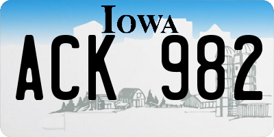 IA license plate ACK982