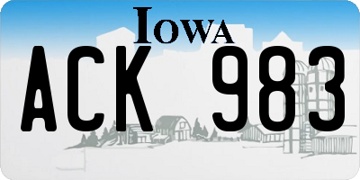 IA license plate ACK983