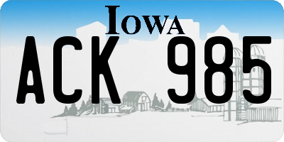 IA license plate ACK985