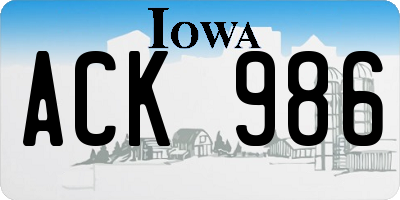 IA license plate ACK986