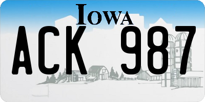 IA license plate ACK987