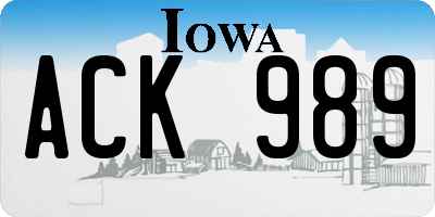 IA license plate ACK989