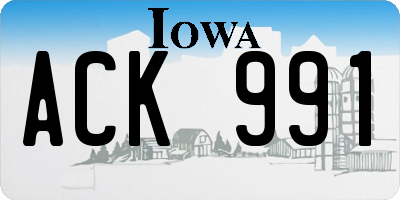 IA license plate ACK991