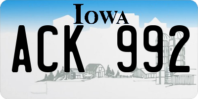 IA license plate ACK992