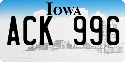 IA license plate ACK996