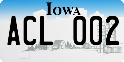 IA license plate ACL002