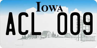 IA license plate ACL009
