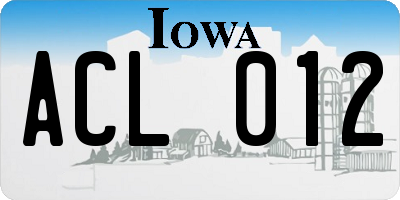 IA license plate ACL012