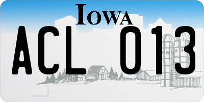 IA license plate ACL013