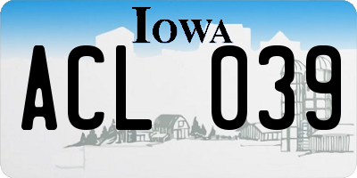 IA license plate ACL039