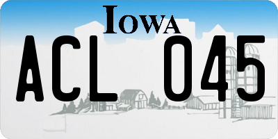 IA license plate ACL045