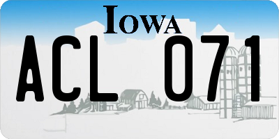 IA license plate ACL071