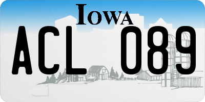 IA license plate ACL089