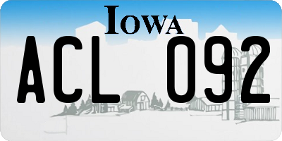 IA license plate ACL092