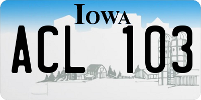 IA license plate ACL103