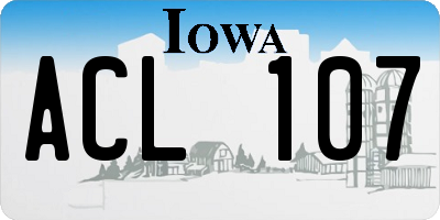 IA license plate ACL107