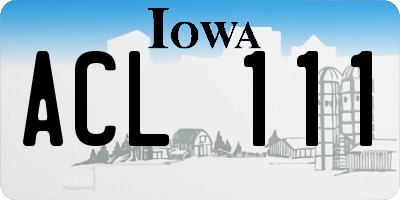 IA license plate ACL111